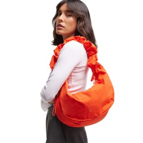 GOTBAG. Moon Bag Ruffle large monochrome hot coral